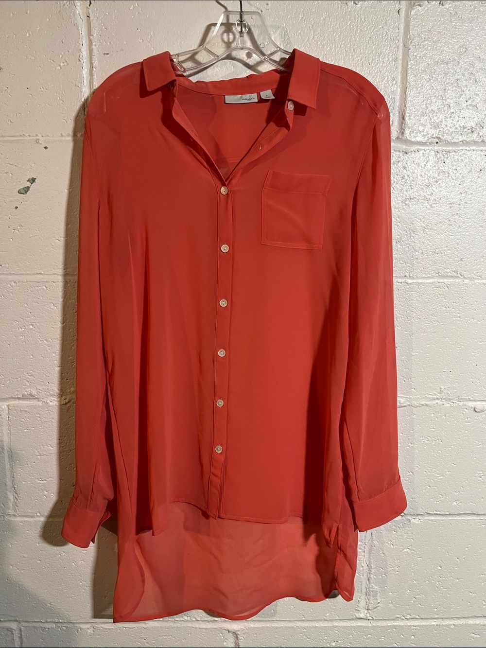 Halogen Semi-Sheer High Low Blouse